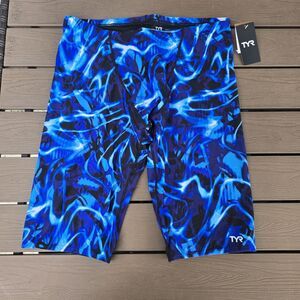 TYR  Durafast Elite Electro Lightning Blue Men's Swim Jammer Size 38 New